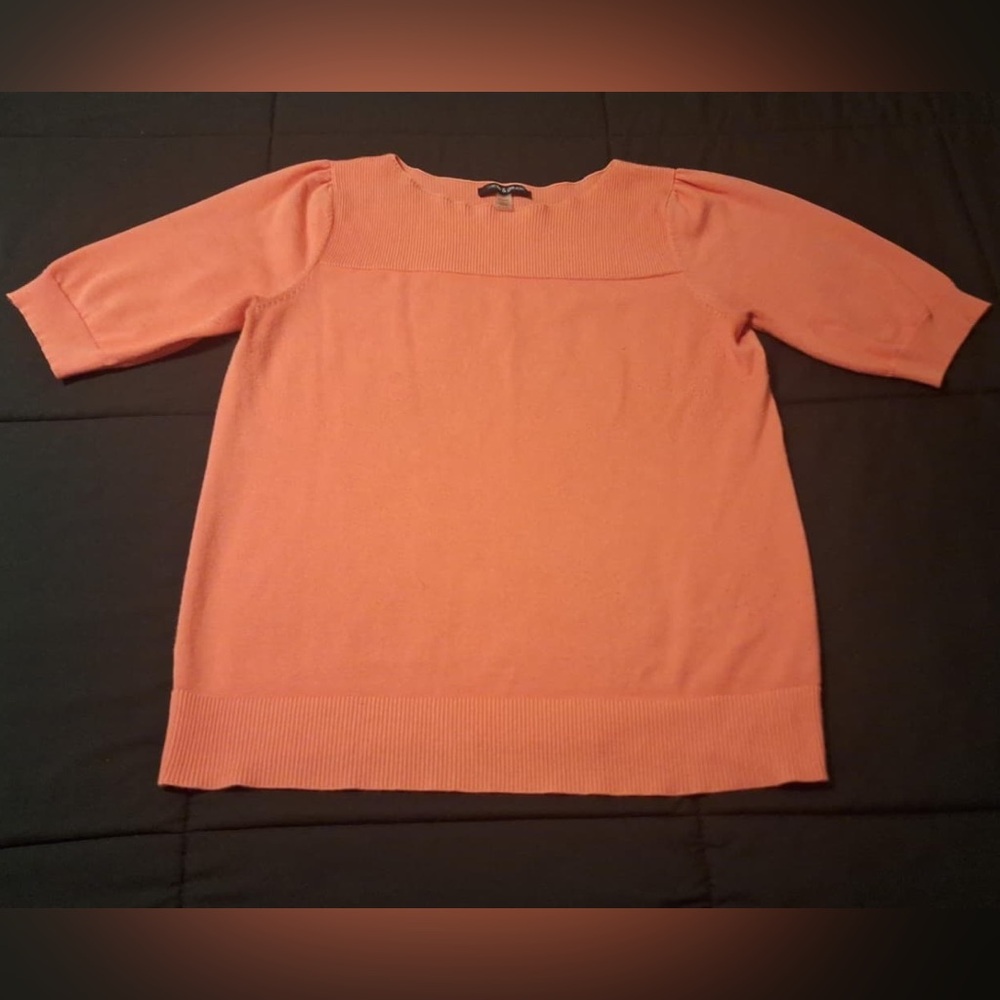 CABLE & GAUGE Scoop Neck Elbow Sleeve / Half Sleeve, Sweater Coral Size M